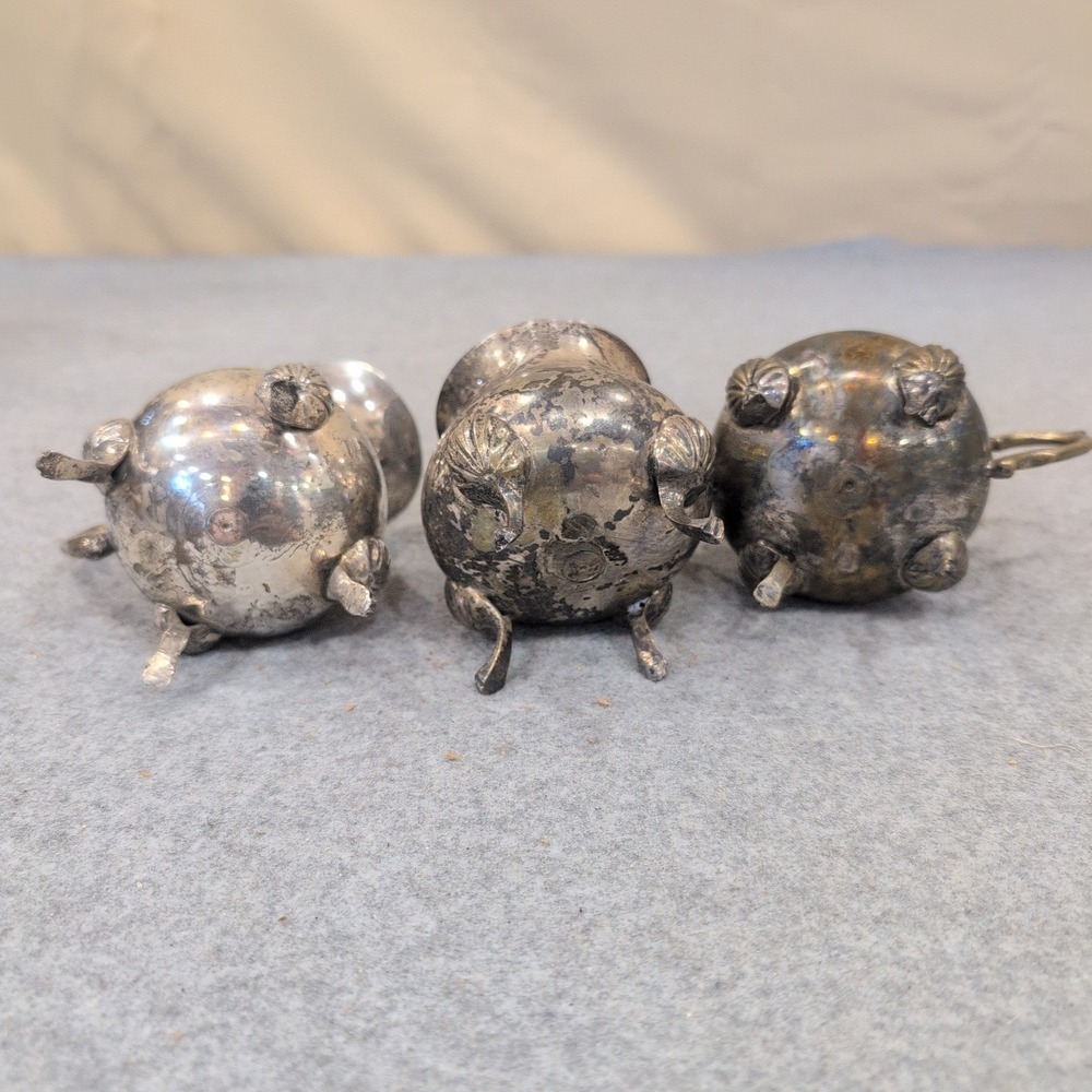 Vintage Miniature Silver Plate Tea Set Creamer Sugar Bowl Shell Feet 3pc - Picture 5 of 7